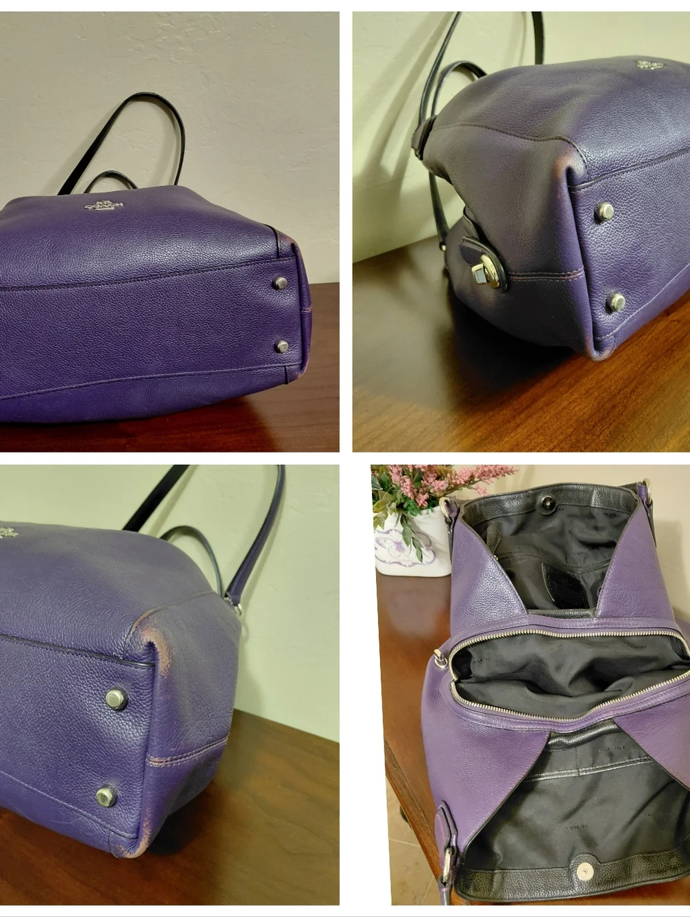 Coach Edie 31 Purple Pebbled Leather Shoulder Bag - Picture 13 of 14